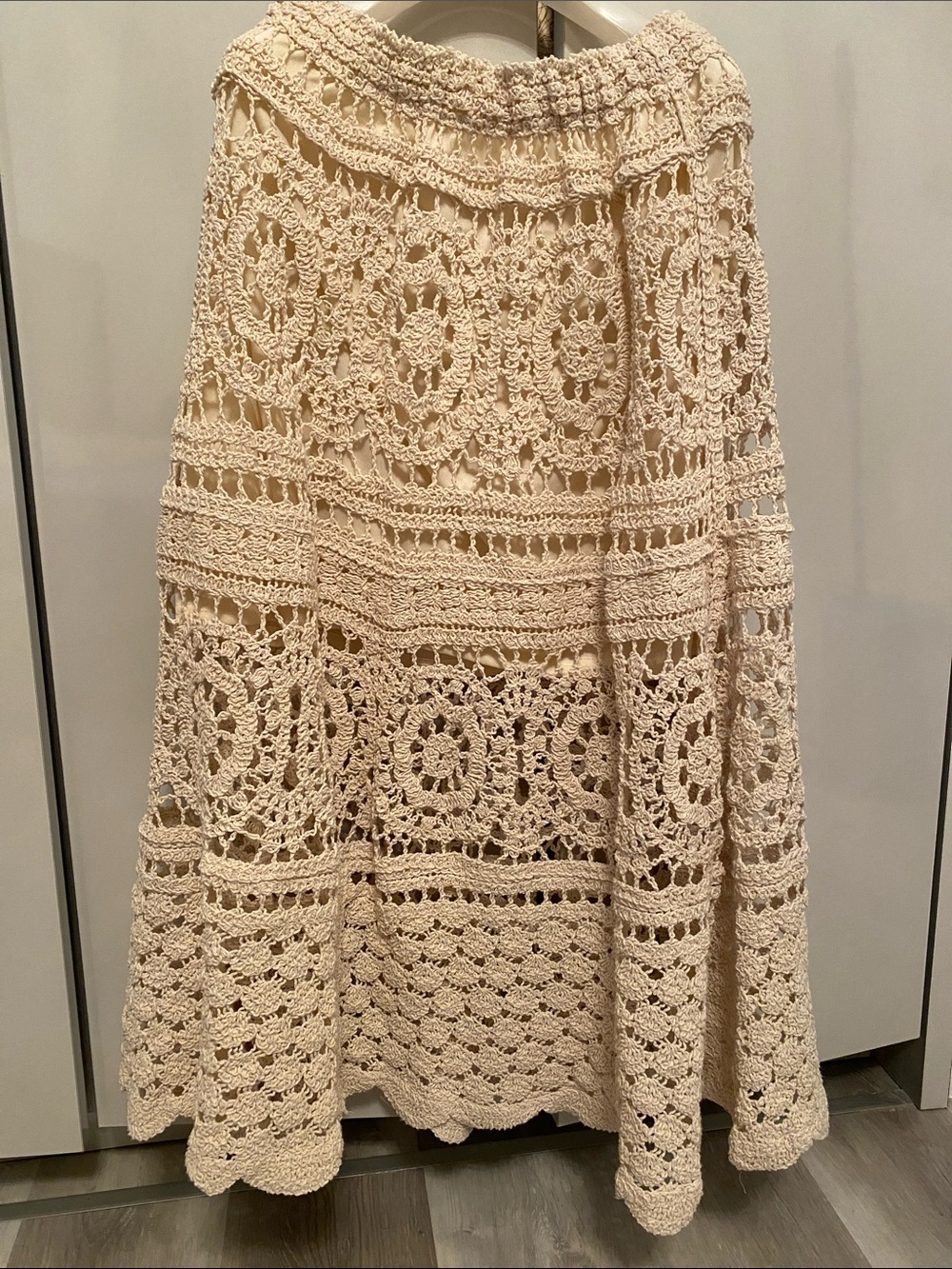 Anthropologie by mermaid Beige Crochet Maxi Skirt size S-M - Picture 2 of 3
